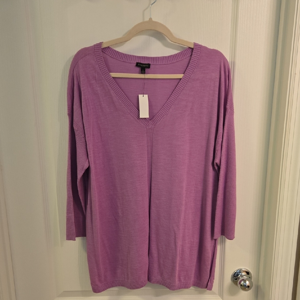 Talbots Purple 3/4 Sleeve Boxy Tunic